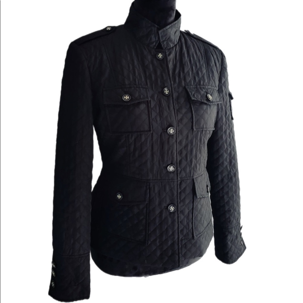 NWOT Tory Burch Black Quilted Jacket w/ Gold “T” Buttons Size 0 - PRISTINE
